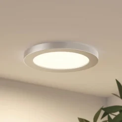 PRIOS Loftlamper|Indbygningsspots>LED-loftlampe Aureka, Ø 23 cm, sølv, metal