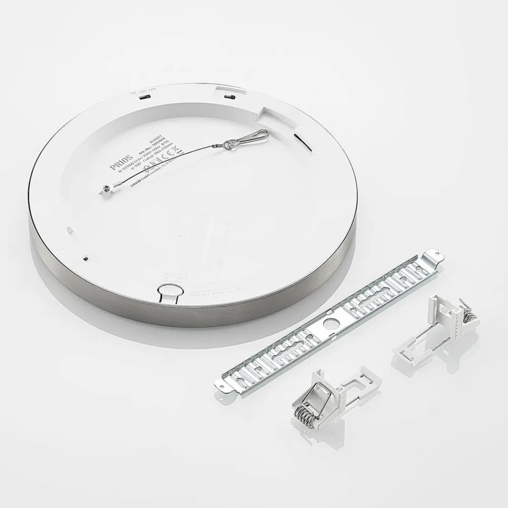 PRIOS Loftlamper|Indbygningsspots>LED-loftlampe Aureka, Ø 23 cm, sølv, metal