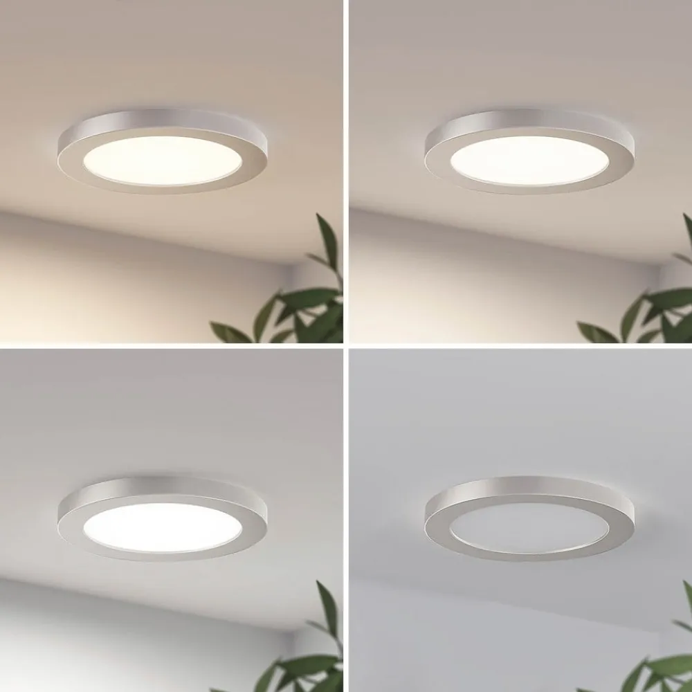 PRIOS Loftlamper|Indbygningsspots>LED-loftlampe Aureka, Ø 23 cm, sølv, metal