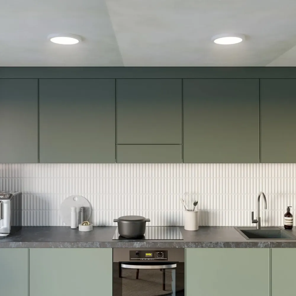 PRIOS LED-loftlampe Aureka, bevægelsessensor, Ø 23 cm, hvid