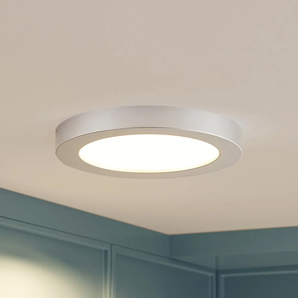 LED-loftlampe Edwina, sølv, 23 cm, CCT, IP44^PRIOS Clearance
