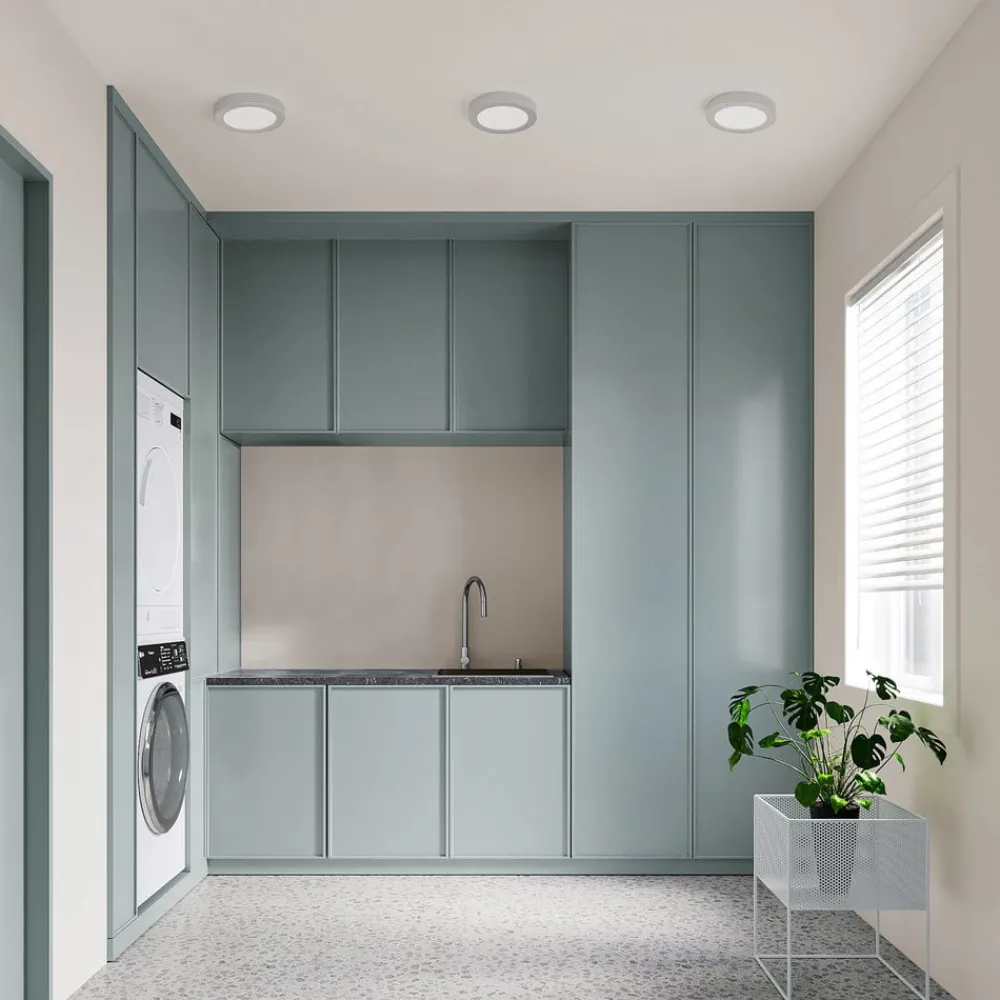 LED-loftlampe Edwina, sølv, 23 cm, CCT, IP44^PRIOS Clearance