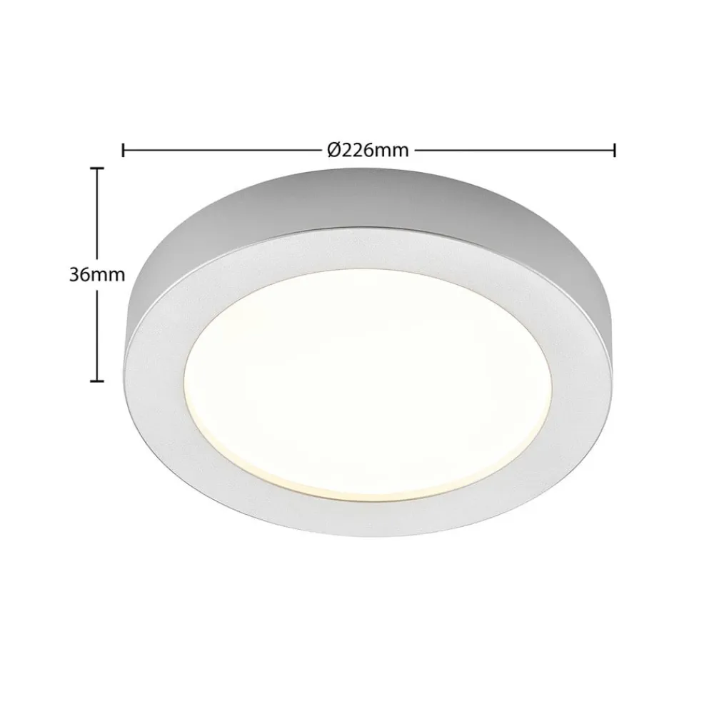 LED-loftlampe Edwina, sølv, 23 cm, CCT, IP44^PRIOS Clearance