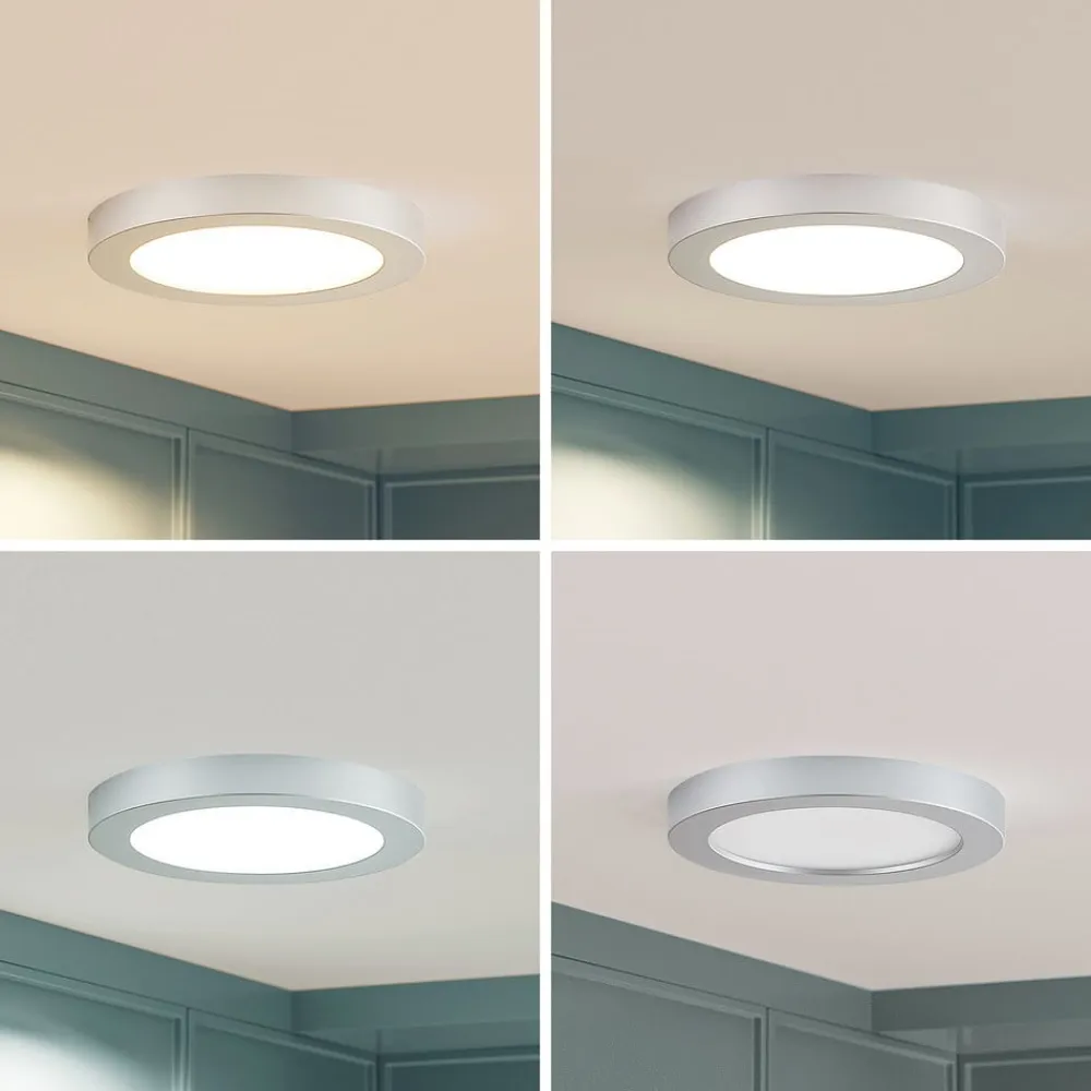 LED-loftlampe Edwina, sølv, 23 cm, CCT, IP44^PRIOS Clearance