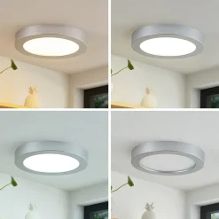 PRIOS Loftlamper|Loftlamper>LED-loftlampe Edwina, sølv, 25 cm, CCT, IP44