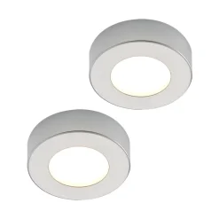 PRIOS LED-loftlampe Edwina, sølv, 12 cm, sæt med 2 stk