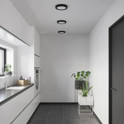 PRIOS LED-loftlampe Edwina, sort, 25 cm, CCT, IP44