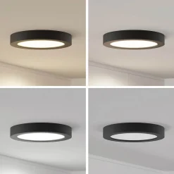 PRIOS LED-loftlampe Edwina, sort, 25 cm, CCT, IP44