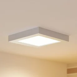 LED-loftslampe Alette, sølv, 22,7 cm, 18W, dæmpbar^PRIOS Discount