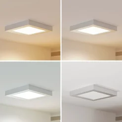 LED-loftslampe Alette, sølv, 22,7 cm, 18W, dæmpbar^PRIOS Discount