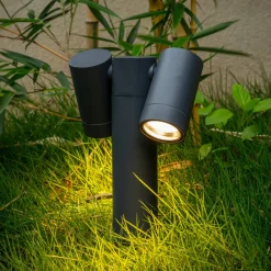 PRIOS Terrassebelysning|Udendørs Spot>spot med jordspyd Tulimar, 40 cm, antracit, 2 lyskilder