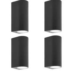 udendørs væglampe Tetje, sort, rund, 16 cm, sæt med 4 stk^PRIOS Best