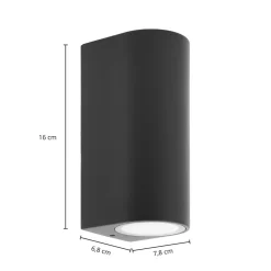 udendørs væglampe Tetje, sort, rund, 16 cm, sæt med 4 stk^PRIOS Best