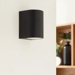 PRIOS udendørs væglampe Tetje, sort, rund, 10 cm