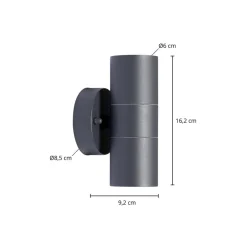 udendørs væglampe Tulimar, 2 lyskilder, antracit, metal^PRIOS Outlet