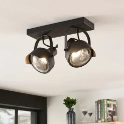 Projektør-loftspot Henega, sort med 2 lyskilder^Lindby Online