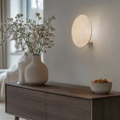 TK Lighting Væglamper>Pulse væglampe, jute-skærm, naturbrun, Ø 30 cm
