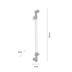 PURE LED-loftlampe Lines, 120 cm, sølv, fjernbetjening