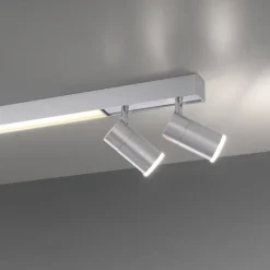PURE LED-loftlampe Lines, 120 cm, sølv, fjernbetjening
