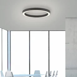 LED-loftlampe Lines, Ø 50 cm, antracit, CCT, fjernbetjening^PURE Online