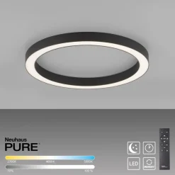 LED-loftlampe Lines, Ø 50 cm, antracit, CCT, fjernbetjening^PURE Online
