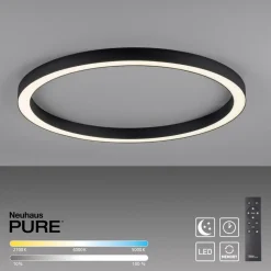 LED-loftlampe Lines, Ø 70 cm, antracit, CCT, fjernbetjening^PURE New