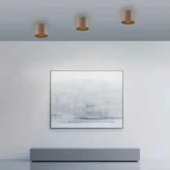 PURE LED-loftlampe til badeværelset Point, bronzefarvet, Ø 18 cm, IP44