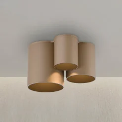 PURE Loftlamper>LED-loftlampe til badeværelset Point, bronzefarvet, 18 cm, 3 lyskilder