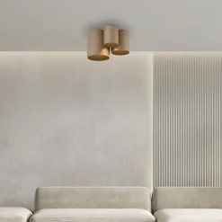 PURE Loftlamper>LED-loftlampe til badeværelset Point, bronzefarvet, 18 cm, 3 lyskilder