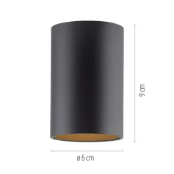 LED-loftlampe til badeværelset Point, sort Ø 6 cm, metal, IP44^PURE New