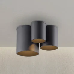 PURE Loftlamper>LED-loftlampe til badeværelset Point, sort, længde 18 cm, 3 lyskilder