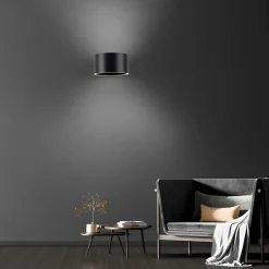 PURE LED-væglampe Clipse, grå, aluminium, Ø 15 cm