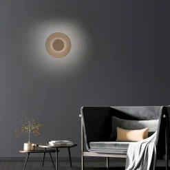LED-væglampe Moon, bronze, Ø 32 cm, glas/aluminium^PURE Discount