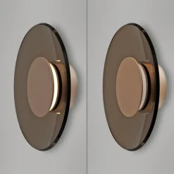 LED-væglampe Moon, bronze, Ø 32 cm, glas/aluminium^PURE Discount