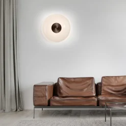 LED-væglampe Vitrum, brun/opalglas/aluminium Ø 22 cm^PURE Hot