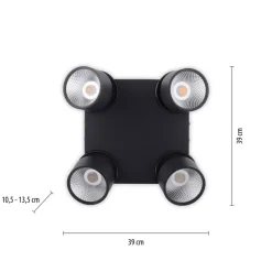 Nola LED-loftlampe, 4 lyskilder, sort^PURE Outlet
