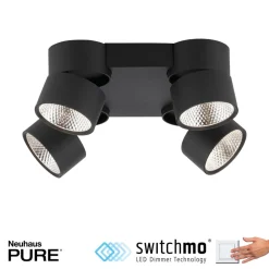 Nola LED-loftlampe, 4 lyskilder, sort^PURE Outlet