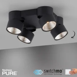Nola LED-loftlampe, 4 lyskilder, sort^PURE Outlet