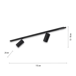 Technik LED-skinnelampe, 2 lyskilder, sort^PURE Discount