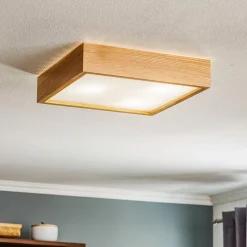 TEMAR LIGHTING Loftlamper>Quatro DR loftlampe med træramme, 38,5 cm