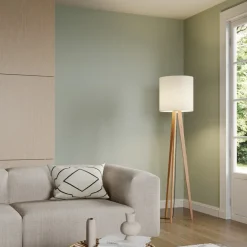 gulvlampe Nida, træramme, hvid skærm^Quitani Hot