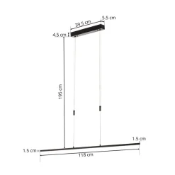 LED-pendel Tolu, sort, længde 118 cm^Quitani Best