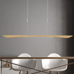 LED-pendellampe Hiba, eg natur, længde 148 cm^Quitani