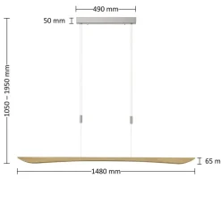 LED-pendellampe Hiba, eg natur, længde 148 cm^Quitani
