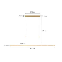 LED-pendellampe Tolu, længde 179 cm, messing^Quitani Best