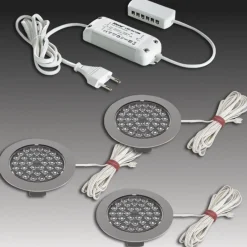 Hera Underskabsbelysning|Indbygningsspots>R 68-LED indbygningsspot i rustfrit stål, 3-sæt