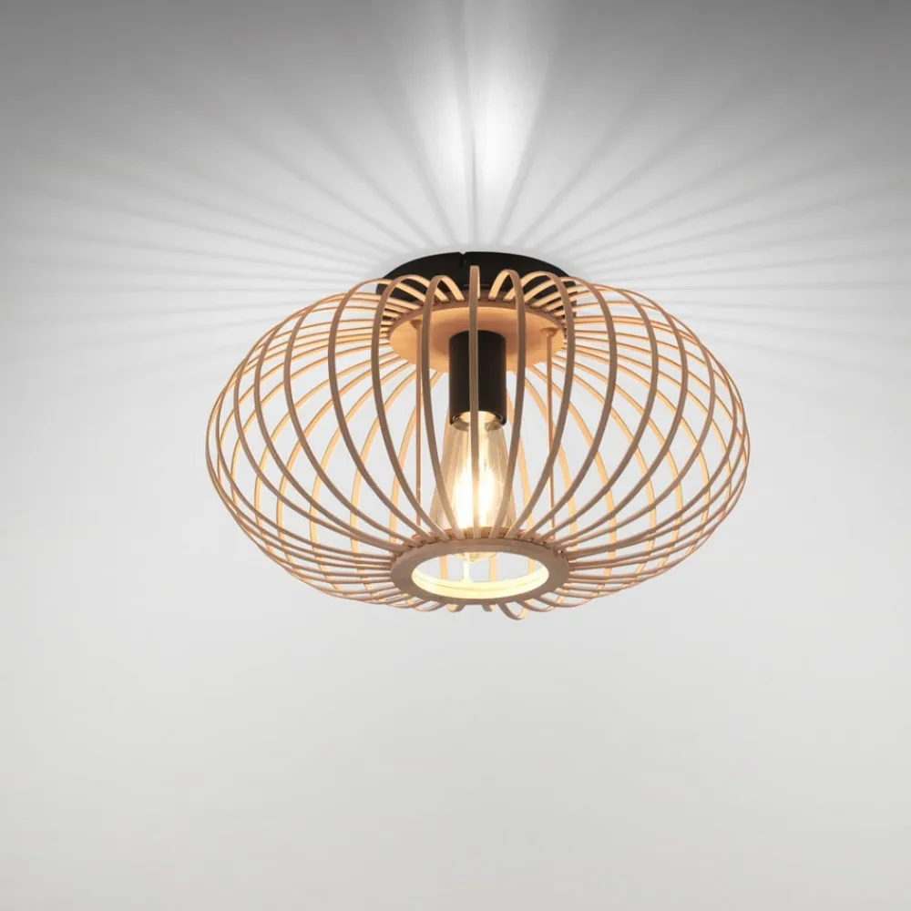 Racoon loftlampe af træ, tynde stivere, Ø 40cm^JUST LIGHT. GmbH Discount