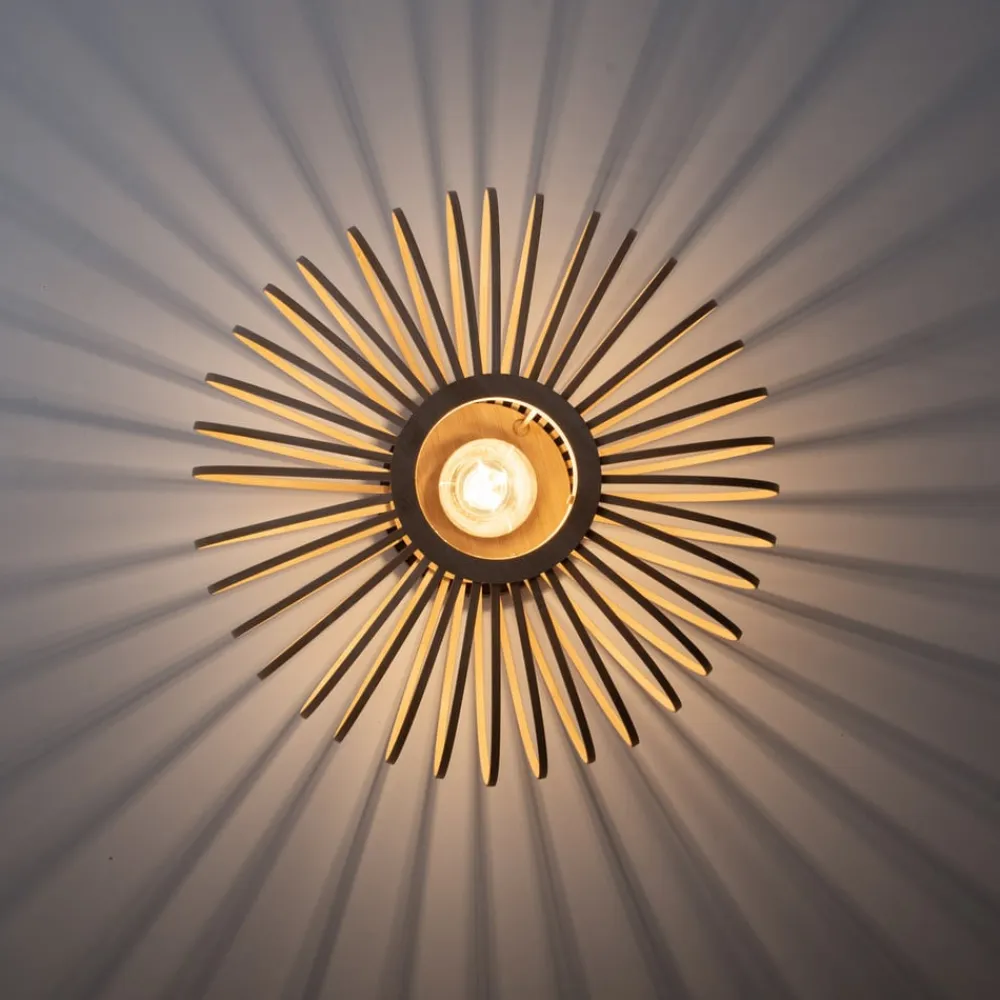 Racoon loftlampe af træ, tynde stivere, Ø 40cm^JUST LIGHT. GmbH Discount