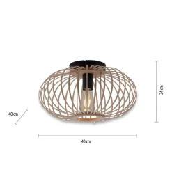 Racoon loftlampe af træ, tynde stivere, Ø 40cm^JUST LIGHT. GmbH Discount