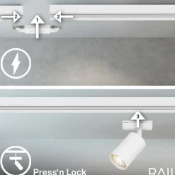 Briloner RAIL 230 V skinnesystem, hvid, 6 spots 2,25 m hjørnestik